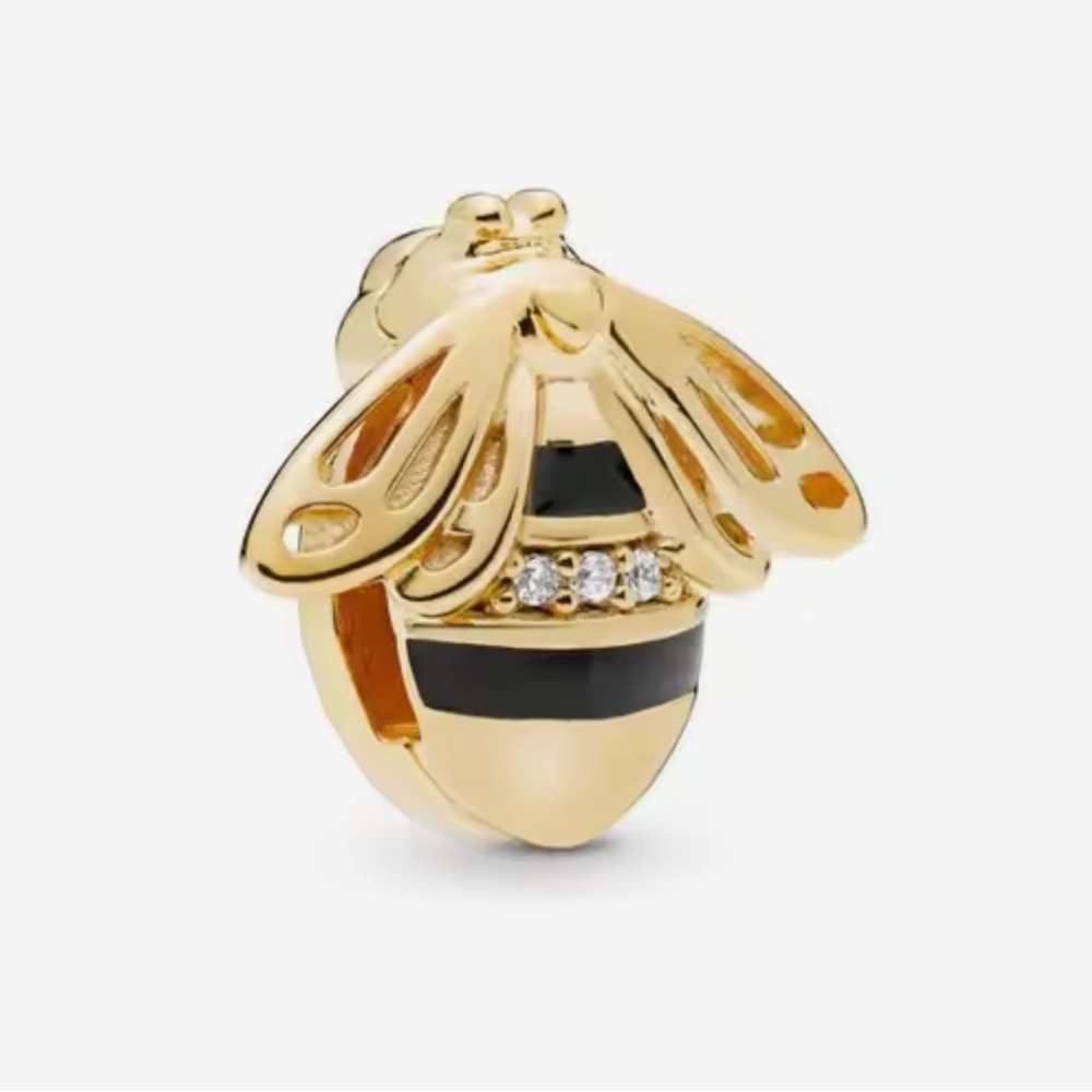 π 14K Gold Plated Sterling Silver Reflexion Bee Clip Charm - Picture 4 of 12